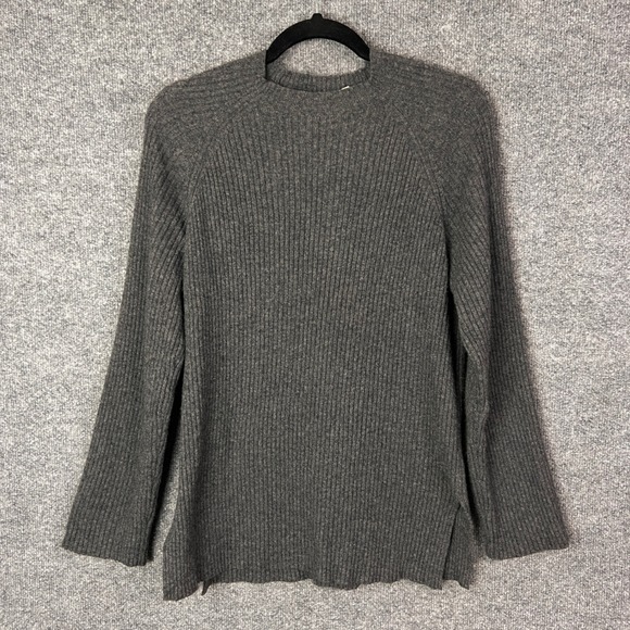 NAP Ribbed Knit Cashmere Gray Long Sleeve Sweater Womens Size L - Picture 1 of 10